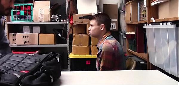  YoungPerps - Twink shoplifter boy barebacked by security guard for stealing